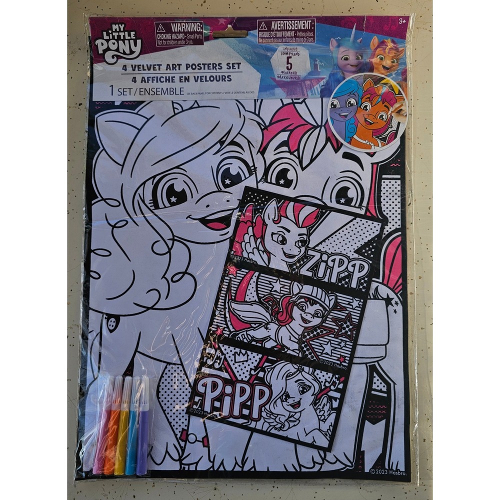 My‎ Little Pony Velvet Art Posters Set with Markers Kids Coloring Activity